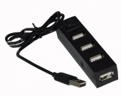 картинка Хаб USB 2.0 4 порта, Black, 480Mbts питание от USB от интернет магазина Radiovip