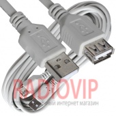 картинка Удлинитель USB (шт.A- гн.А), version 2,0, диам.-4.5мм, 5м., серый от интернет магазина Radiovip