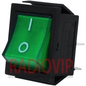картинка Переключатель широкий с подсв. IRS-201-1С ON-OFF, 4pin, 15A, зелёный от интернет магазина Radiovip