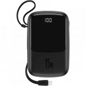 картинка Power Bank 20000 mAh 15W — Baseus (PPQD-F) Q pow Digital Display Black (With IP Cable) — PPQD-F01 от интернет магазина Radiovip