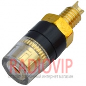 картинка Гнездо Banan монтажное, диам.-13мм,gold L-32мм, чёрное от интернет магазина Radiovip