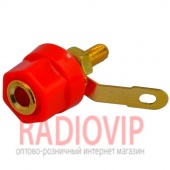 картинка Гнездо Banan монтажное gold,корпус пластик,диам,-16мм.,красное от интернет магазина Radiovip