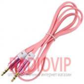 картинка Шнур шт.3,5стерео- шт.3,5стерео, плоский, gold, 1м., розовый от интернет магазина Radiovip