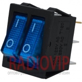 картинка Переключатель двойной с подсв. IRS-2101-1А ON-OFF, 6pin, 15A, синий от интернет магазина Radiovip