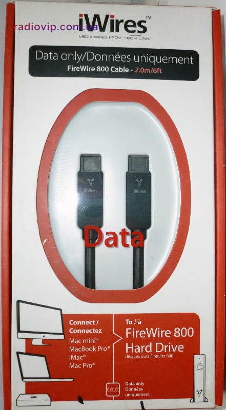 картинка Шнур Firewire IEEE 800(шт.9р -шт.9р), диам.-4мм. 2,0м. чёрный от интернет магазина Radiovip