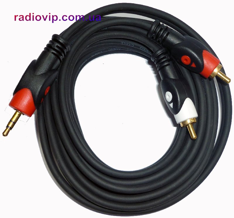 картинка Шнур 3.5мм ст.-2xRCA   Gold  HQ 3.0 м от интернет магазина Radiovip