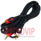картинка Шнур шт.3,5стерео- 2шт.RCA gold, диам-4х8мм., 2.4м., cиний от интернет магазина Radiovip