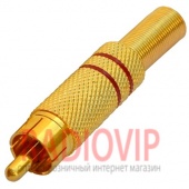 картинка Штекер RCA металл gold с пружиной диам.-6,5мм.,красный от интернет магазина Radiovip