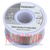 картинка Припой HandsKit ПОС-60, диам.-0,8мм, 100гр., на катушке от интернет магазина Radiovip