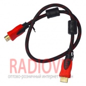 картинка Шнур HDMI (шт.- шт.) Vers.-1,4, диам.-7мм, gold, 0,6м, чёрно-красный от интернет магазина Radiovip