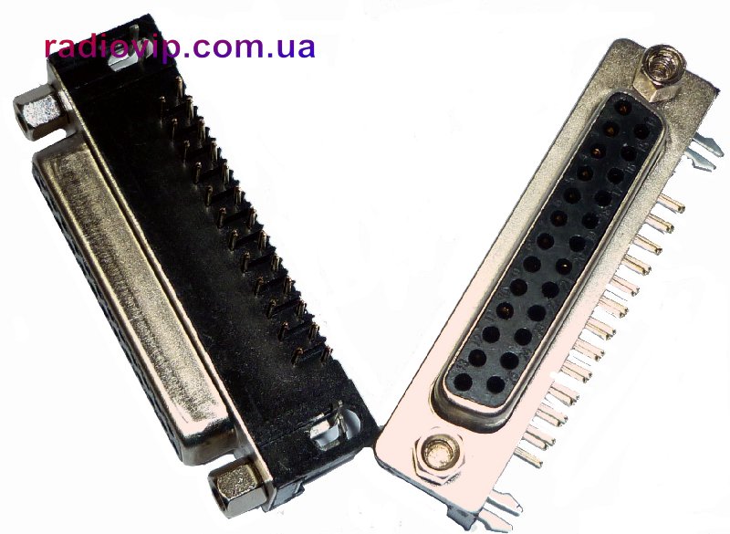 картинка Гнездо DRB-25pin монтажное угловое для платы от интернет магазина Radiovip