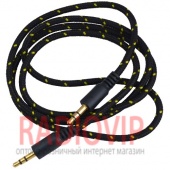 картинка Шнур шт.3,5стерео- шт.3,5стерео, cетка, gold, 1м., чёрный от интернет магазина Radiovip
