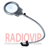 картинка Лупа-лампа с LED подсветкой на струбцине, круглая, 2.25Х+5Х, диам-107мм+26мм, MG15124-B от интернет магазина Radiovip