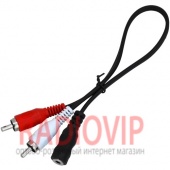 картинка Переходник гн.3,5стерео- 2шт.RCA, co шнуром 0,2м, чёрный от интернет магазина Radiovip