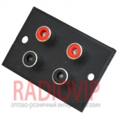 картинка Гнездо RCA х4 монтажное на панели,квадратное от интернет магазина Radiovip
