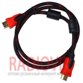 картинка Шнур HDMI (шт.- шт.) Vers.-1,4, gold, фильтр+ сетка, 1м, чёрно-красный от интернет магазина Radiovip