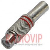 картинка Гнездо RCA металл под шнур с пружиной,диам.- 6,5мм.,красное от интернет магазина Radiovip