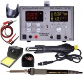 картинка Паяльная станция 4в1 HandsKit 9305D (паяльник+фен+лаболаторный блок+USB), 4 дисплея от интернет магазина Radiovip