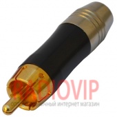 картинка Штекер RCA метал. gold, диам.-6,5мм., чёрный от интернет магазина Radiovip