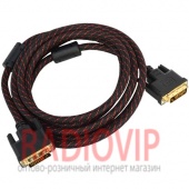 картинка Шнур DVI (шт.- шт.), диам.-6мм, gold, 3м, чёрный от интернет магазина Radiovip