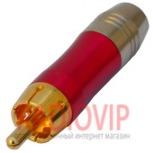 картинка Штекер RCA метал. gold, диам.-6,5мм., красный от интернет магазина Radiovip