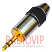 картинка Штекер 3,5 стерео корпус металл., gold, диам.-5мм от интернет магазина Radiovip