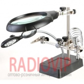картинка Держатель третья рука mg16129-c с подсветкой и сменными линзами, 3x увеличение, 90 ММ. от интернет магазина Radiovip