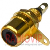 картинка Гнездо RCA монтажное,металл gold, черное от интернет магазина Radiovip