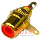 картинка Гнездо RCA монтажное,металл gold, красное от интернет магазина Radiovip