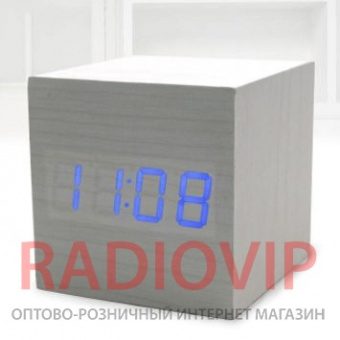 Часы с термометром Деревянный куб