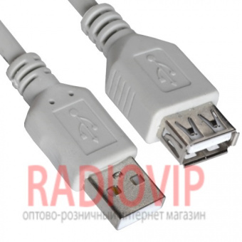 картинка Удлинитель USB (шт.A- гн.А), version 2,0, диам.-4.5мм, 5м., серый от интернет магазина Radiovip