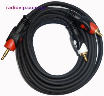 картинка Шнур 3.5мм ст.-2xRCA   Gold  HQ 3.0 м от интернет магазина Radiovip