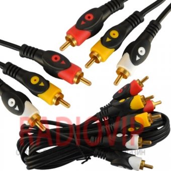 картинка Шнур соедин. 3RCA х 3RCA gold, диам.-5х15мм, 2,4м. от интернет магазина Radiovip