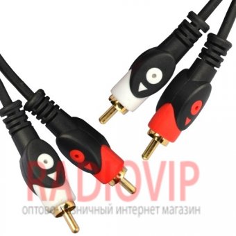 картинка Шнур соедин. 2RCA х 2RCA gold, диам.-4х8мм, cиний, 1,2м. от интернет магазина Radiovip