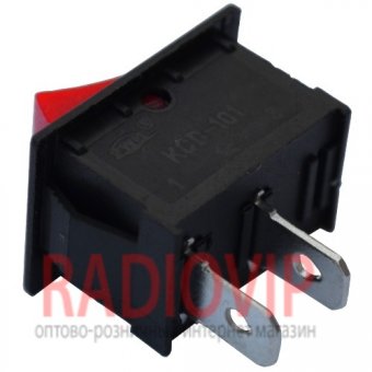 картинка Переключатель KCD-101-01 ON-OFF, 2pin, 6A, 220V, красный от интернет магазина Radiovip