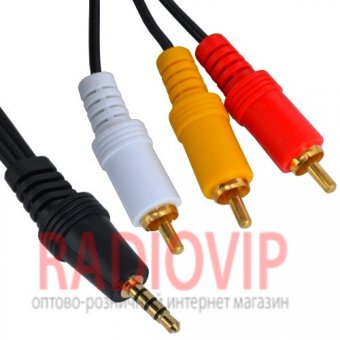 картинка Шнур шт.3,5мм4C- 3шт.RCA, диам.-2,6х7,8мм. 1,8м от интернет магазина Radiovip