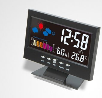 картинка Часы-будильник + метеостанция с цветным дисплеем CJ8082T от интернет магазина Radiovip