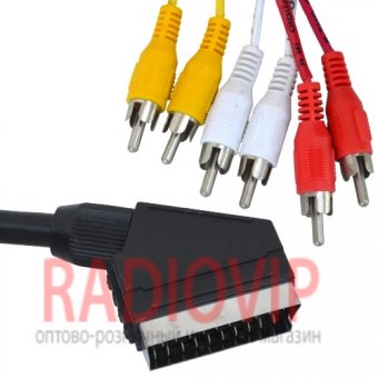 картинка Шнур шт.Скарт- 6RCA, проф., диам.-8мм., 1,5м. от интернет магазина Radiovip