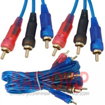 картинка Шнур соедин. 3RCA х 3RCA gold прозр.-синий 3+3+3мм 1,5м. от интернет магазина Radiovip