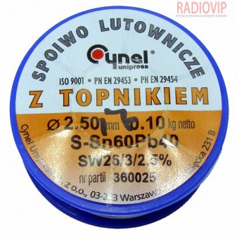 картинка Припой Cynel ПОС-60 Sn-60% Pb-40% 2,5мм 0,100кг Cynel от интернет магазина Radiovip