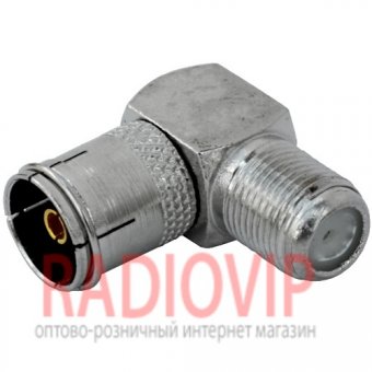 картинка Переходн. гн.ант.TV- гн.ант.F, угловой, корпус металл., gold pin от интернет магазина Radiovip