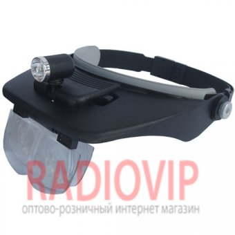 картинка Лупа бинокулярная налобная с подсветкой, 1,2Х 1,8Х 2,5Х 3,5Х MG81001 от интернет магазина Radiovip