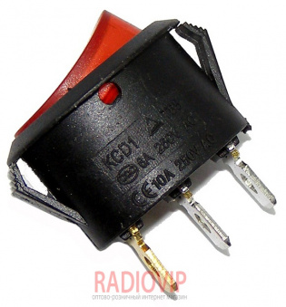 картинка Переключатель овальный с подсв. MIRS-101-10 ON-OFF, 3pin, 6A, 220V, красный от интернет магазина Radiovip
