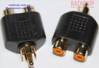 картинка Переходник шт.RCA- 2Гн.RCA, корпус пластик, Gold от интернет магазина Radiovip