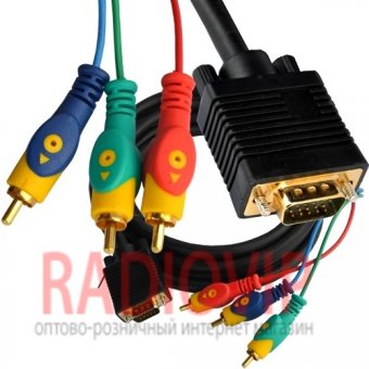 картинка Шнур шт. DVI 15pin-3шт .RCA 1.45м от интернет магазина Radiovip