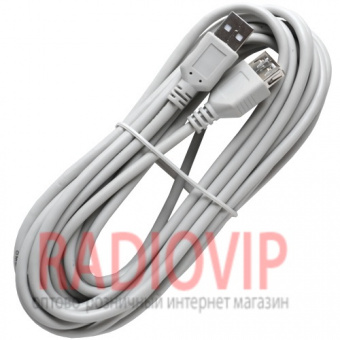 картинка Удлинитель USB (шт.A- гн.А), version 2,0, диам.-4.5мм, 5м., серый от интернет магазина Radiovip