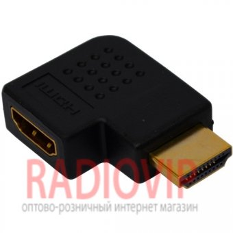 картинка Переходник шт.HDMI -гн.HDMI угловой горизонтальный, gold, пластик от интернет магазина Radiovip