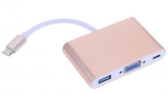 картинка Конвертер Type-C (папа) на VGA(мама)+USB 3.0(мама)+Type-C(мама) от интернет магазина Radiovip