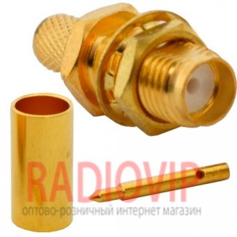 картинка Гнездо SMA обратной полярности (RG-58) Gold обжимной от интернет магазина Radiovip