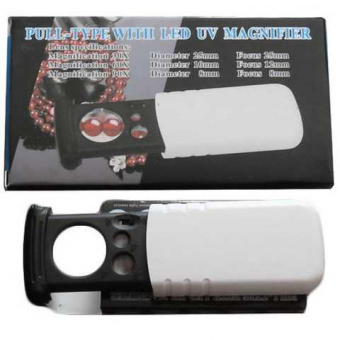 картинка Лупа NO.930-90X выдвижная с Led подсветкой+ UV, 30Х диам.-25мм+ 60Х диам.-11мм+ 90Х диам.-8мм от интернет магазина Radiovip
